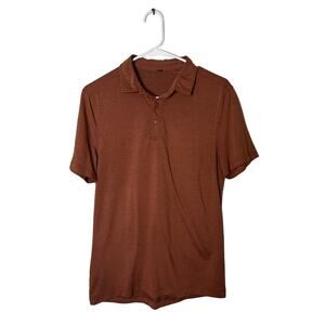 Lululemon Men Small Brown Copper Polo Short Sleeve Shirt Golf Casual Evolution